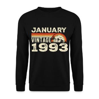 January 1993 Vintage Birthday 1993, Born in 1993 - Unisex Sweatshirt - black - Front - Alina (178cm) & Michal (187cm)