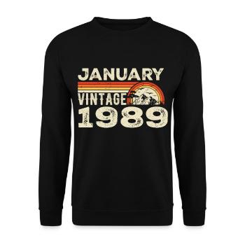 January 1989 Vintage Birthday 1989, Born in 1989 - Unisex Sweatshirt - black - Front - Alina (178cm) & Michal (187cm)