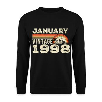 January 1998 Vintage Birthday 1998, Born in 1998 - Unisex Sweatshirt - black - Front - Alina (178cm) & Michal (187cm)