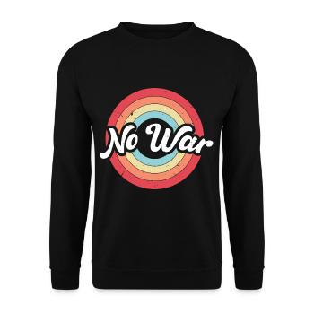 Wo War Friede Retro Ring Regenbogen Kreis Frieden - Unisex Pullover - Schwarz - Vorne - Alina (178cm) & Michal (187cm)