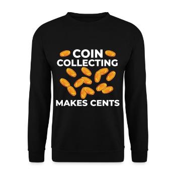 Numismatik Münzen sammeln Münzsammler Geld - Unisex Pullover - Schwarz - Vorne - Alina (178cm) & Michal (187cm)