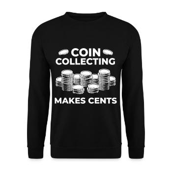 Numismatik Münzen sammeln Münzsammler Geld - Unisex Pullover - Schwarz - Vorne - Alina (178cm) & Michal (187cm)