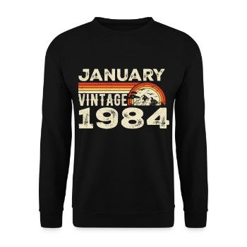Janvier 1984 Vintage Anniversaire 1984, Né en 1984 - Sweat-shirt Unisexe - noir - Devant - Alina (178cm) & Michal (187cm)