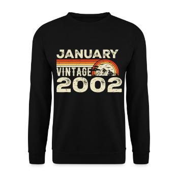 Janvier 2002 Vintage Anniversaire 2002, Né en 2002 - Sweat-shirt Unisexe - noir - Devant - Alina (178cm) & Michal (187cm)