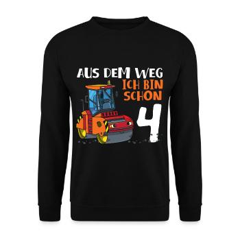 4. Geburtstag Straßenwalze Geburtstag 4 Jahre - Unisex Pullover - Schwarz - Vorne - Alina (178cm) & Michal (187cm)
