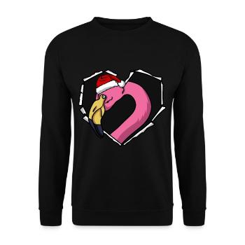 Flamingo crack torn perforated cap heart - Unisex Sweatshirt - black - Front - Alina (178cm) & Michal (187cm)