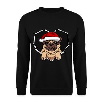 Pug Dog Crack Hole Casquette de Noël Noël - Sweat-shirt Unisexe - noir - Devant - Alina (178cm) & Michal (187cm)