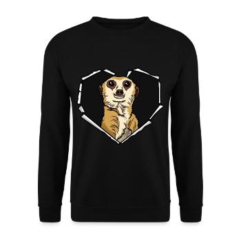 Suricate fissuré Trou déchiré Suricate - Sweat-shirt Unisexe - noir - Devant - Alina (178cm) & Michal (187cm)