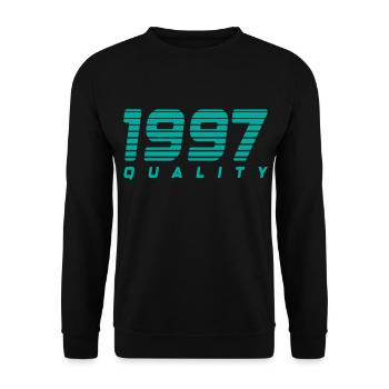 1997 quality | Farbe änderbar - Unisex Pullover - Schwarz - Vorne - Alina (178cm) & Michal (187cm)