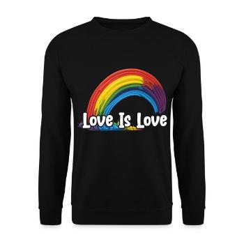 Prideful Skies LGBTQ gay pride Rainbow Love - Unisex Pullover - Schwarz - Vorne - Alina (178cm) & Michal (187cm)