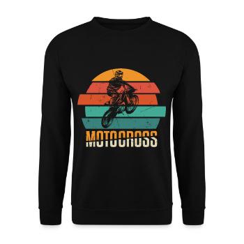 Motocross Stunt Vintage Distressed - Unisex Pullover - Schwarz - Vorne - Alina (178cm) & Michal (187cm)