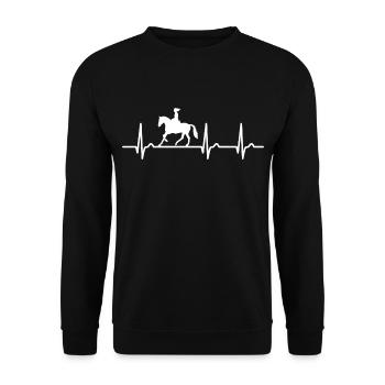 EKG Kurve - Herzkurve - Freizeit - Reiten - Pferd - Unisex Pullover - Schwarz - Vorne - Alina (178cm) & Michal (187cm)
