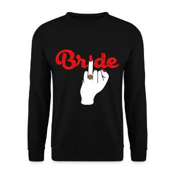 Braut Heirat Hochzeit Mittelfinger - Unisex Pullover - Schwarz - Vorne - Alina (178cm) & Michal (187cm)