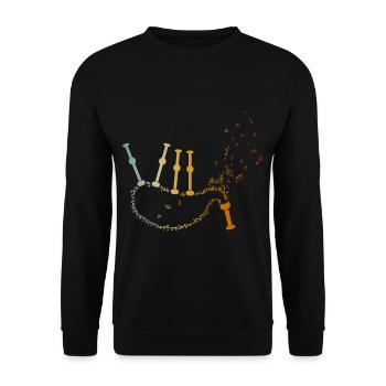 Dudelsack Sackpfeife Musiknoten Dudelsackspieler - Unisex Pullover - Schwarz - Vorne - Alina (178cm) & Michal (187cm)