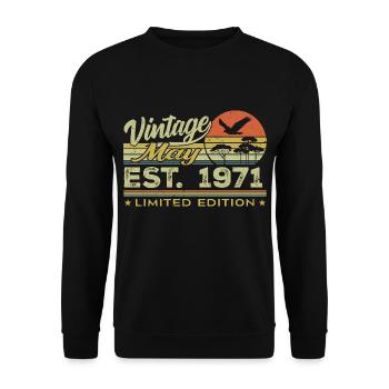 Geburtstag Mai 1971, geboren im Mai 1971 - Mai 1971 - Unisex Pullover - Schwarz - Vorne - Alina (178cm) & Michal (187cm)