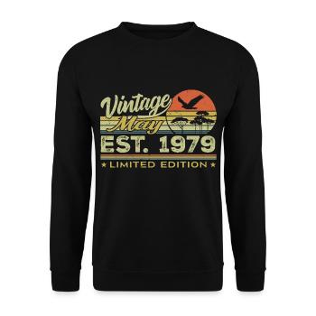 Birthday May 1979, born in May 1979 - May 1979 - Unisex Sweatshirt - black - Front - Alina (178cm) & Michal (187cm)