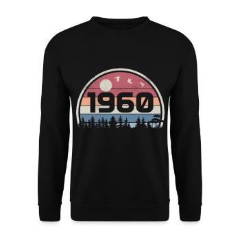 65. Geburtstag 1960 Retro Geburtstagsfeier 1960 - Unisex Pullover - Schwarz - Vorne - Alina (178cm) & Michal (187cm)