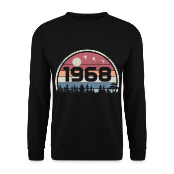 57e Anniversaire 1968 Fête Anniversaire 1968 Rétro - Sweat-shirt Unisexe - noir - Devant - Alina (178cm) & Michal (187cm)