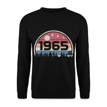 60e Anniversaire 1965 Fête Anniversaire 1965 Rétro - Sweat-shirt Unisexe - noir - Devant - Alina (178cm) & Michal (187cm)