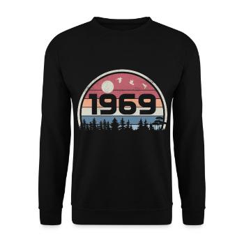 56e Anniversaire 1969 Fête Anniversaire 1969 Rétro - Sweat-shirt Unisexe - noir - Devant - Alina (178cm) & Michal (187cm)