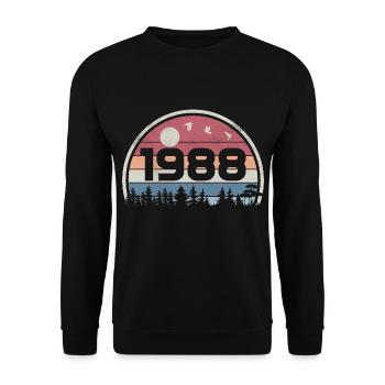 37e Anniversaire 1988 Fête Anniversaire 1988 Rétro - Sweat-shirt Unisexe - noir - Devant - Alina (178cm) & Michal (187cm)