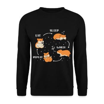 Manger Sleep Wheek Répéter Cochon d’Inde Animal de compagnie - Sweat-shirt Unisexe - noir - Devant - Alina (178cm) & Michal (187cm)