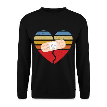 Heart Attack Survivor Patched Heart - Unisex Sweatshirt - black - Front - Alina (178cm) & Michal (187cm)