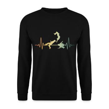 Heartbeat Parkour Wallflip ECG Pulse - Unisex Sweatshirt - black - Front - Alina (178cm) & Michal (187cm)
