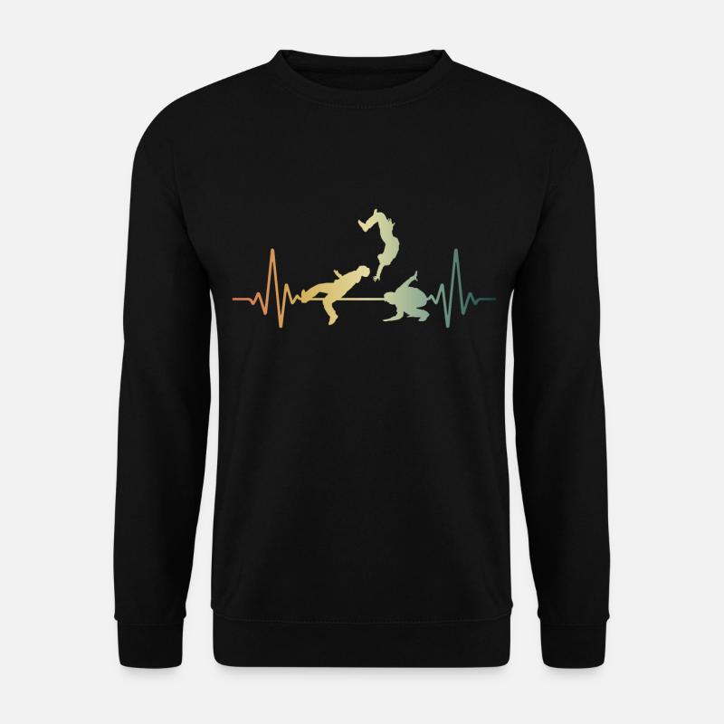 Heartbeat Parkour Wallflip ECG Pulse - Unisex Sweatshirt - black