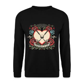 Herzschlag Golf - Unisex Pullover - Schwarz - Vorne - Alina (178cm) & Michal (187cm)