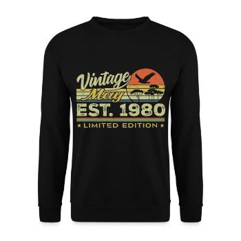 Birthday May 1980, born in May 1980 - May 1980 - Unisex Sweatshirt - black - Front - Alina (178cm) & Michal (187cm)