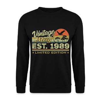 Birthday May 1989, born in May 1989 - May 1989 - Unisex Sweatshirt - black - Front - Alina (178cm) & Michal (187cm)