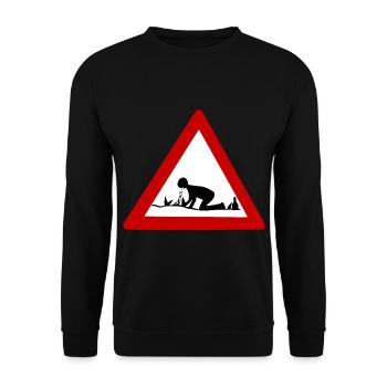Vorsicht Kotzen Vatertag Alkohol - Unisex Pullover - Schwarz - Vorne - Alina (178cm) & Michal (187cm)