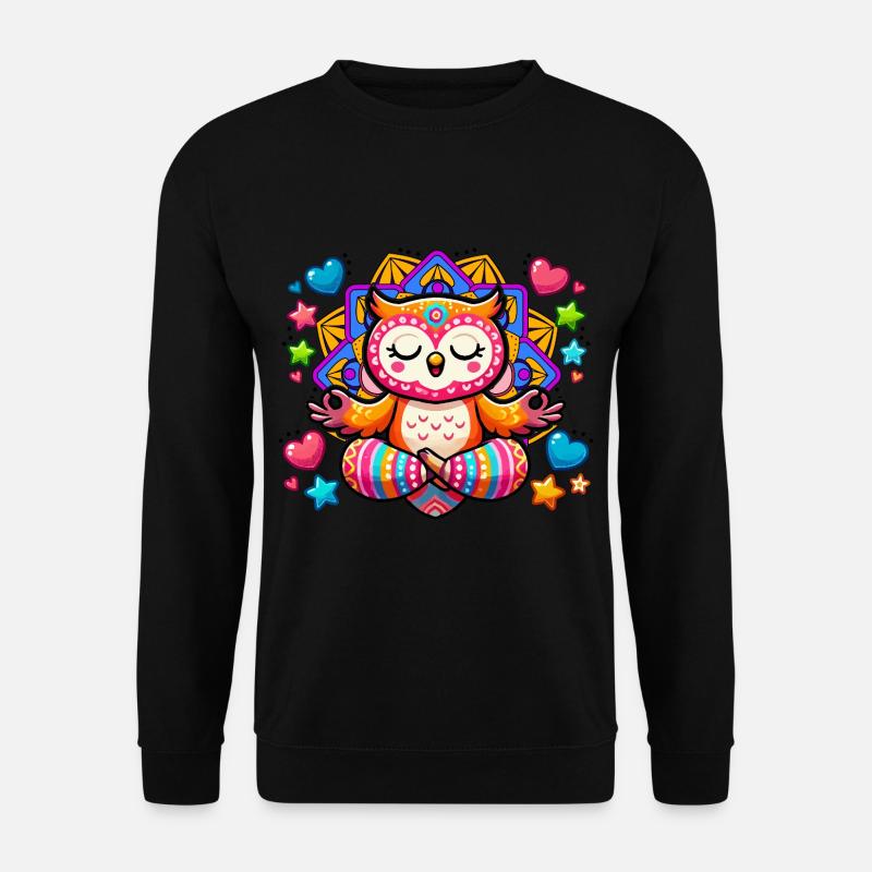Eule Mandala Yoga - Unisex Pullover - Schwarz