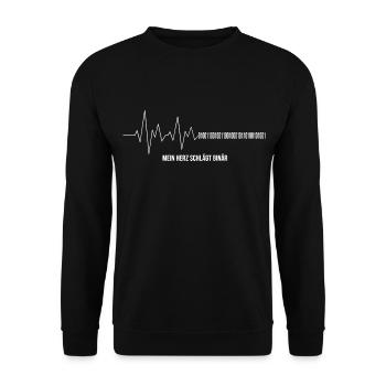 Informatiker Herzschlag Binärcode Programmierer - Unisex Pullover - Schwarz - Vorne - Alina (178cm) & Michal (187cm)