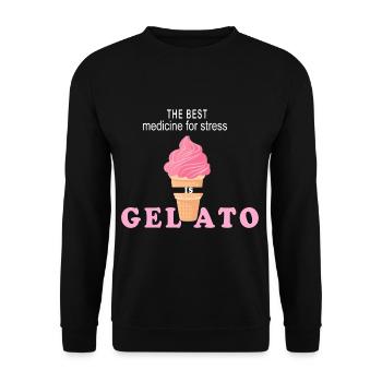 The best medicine for stress is gelato creamy m - Unisex Sweatshirt - black - Front - Alina (178cm) & Michal (187cm)