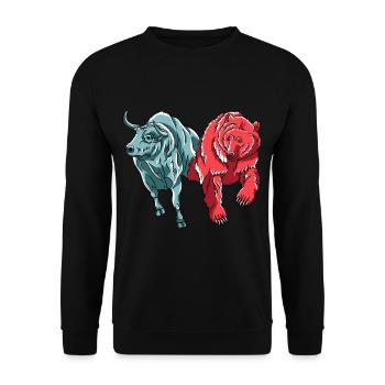 Bull Vs. Bear Crypto Chart Cryptocurrency Hodler - Unisex Sweatshirt - black - Front - Alina (178cm) & Michal (187cm)