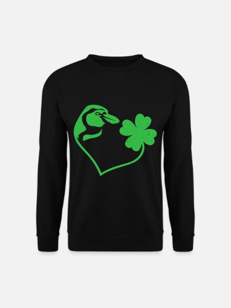 Pinguin Kleeblatt Glücksbringer Liebe - Unisex Pullover - Schwarz
