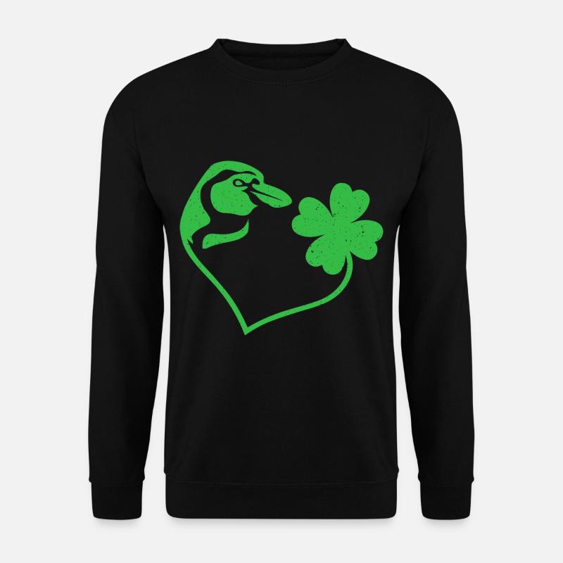 Pinguin Kleeblatt Glücksbringer Liebe - Unisex Pullover - Schwarz