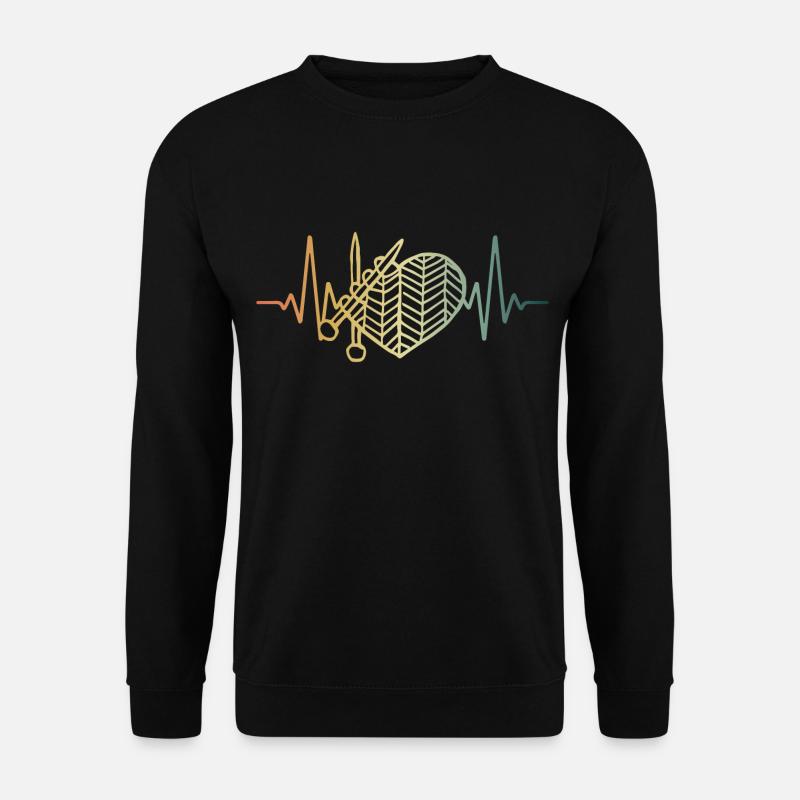 Strickender Herzschlag stricken EKG Puls - Unisex Pullover - Schwarz