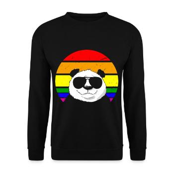 Schwuler Panda - Unisex Pullover - Schwarz - Vorne - Alina (178cm) & Michal (187cm)