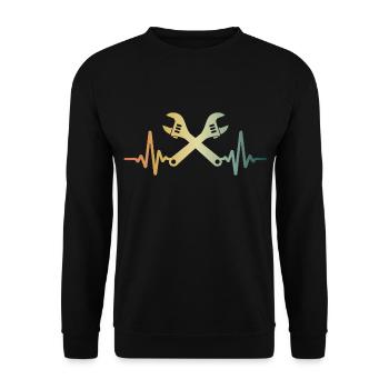 Heartbeat Mechanic Tool ECG Pulse - Unisex Sweatshirt - black - Front - Alina (178cm) & Michal (187cm)