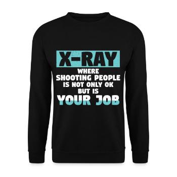 X-Ray Where Shooting People Is Not Only Ok - Unisex Pullover - Schwarz - Vorne - Alina (178cm) & Michal (187cm)