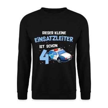 4 Geburtstag Polizei 4 Jahre Alt - Unisex Pullover - Schwarz - Vorne - Alina (178cm) & Michal (187cm)