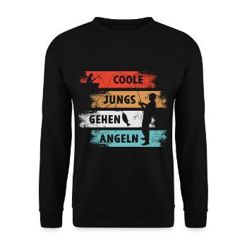 Cool Guys Go Fishing Angler - Unisex Sweatshirt - black - Front - Alina (178cm) & Michal (187cm)