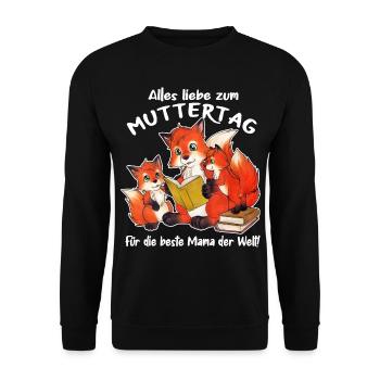 Fuchs Mama Muttertag Geschenk Fuchsliebhaber - Unisex Pullover - Schwarz - Vorne - Alina (178cm) & Michal (187cm)