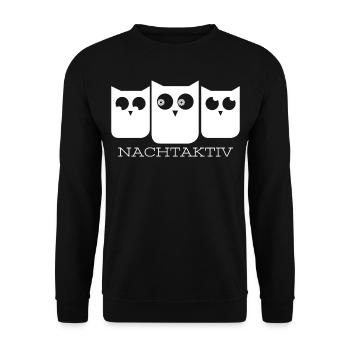 NachtAktiv von Philipp Wolf - Unisex Pullover - Schwarz - Vorne - Alina (178cm) & Michal (187cm)