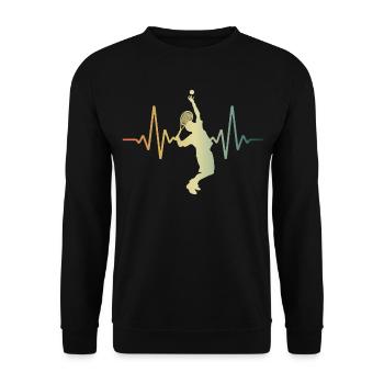 Heartbeat Joueur de tennis Tennis ECG Pulse - Sweat-shirt Unisexe - noir - Devant - Alina (178cm) & Michal (187cm)