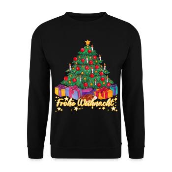 Frohe Weihnacht Weihnachtsbaum Tanne Geschenk - Unisex Pullover - Schwarz - Vorne - Alina (178cm) & Michal (187cm)