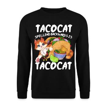 Tacocat Lustige Katze in einem Taco Geschenk - Unisex Pullover - Schwarz - Vorne - Alina (178cm) & Michal (187cm)